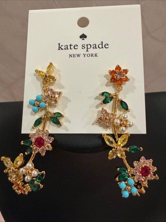 kate spade Jewelry - Kate Spade |♠️| Gold Plated Floral Drop Earrings with Multicolor Stones